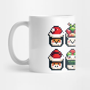 Festive 8-Bit Christmas Sushi Rolls Mug